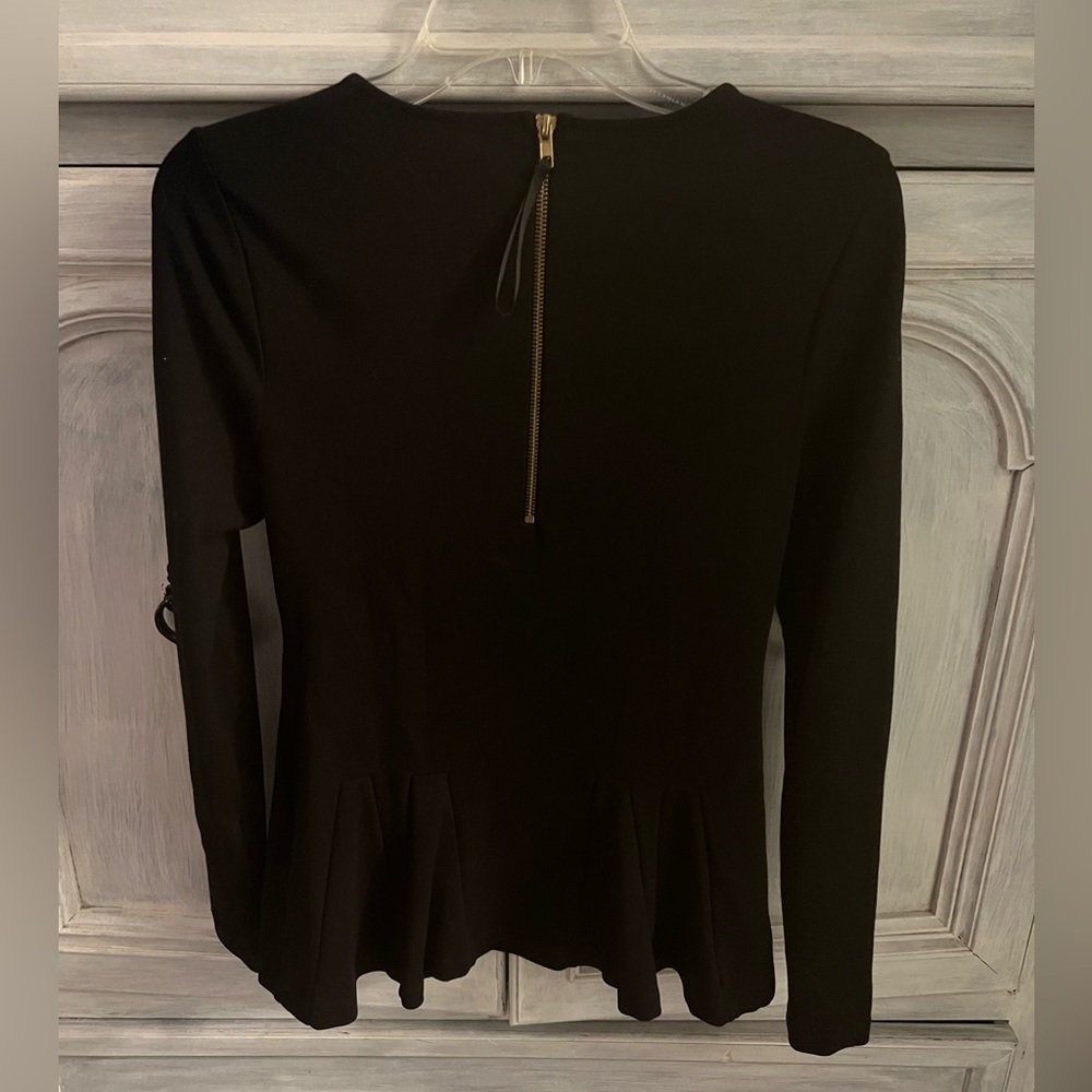 Catherine Malandrino Black Pleated Peplum Career Top - Picture 4 of 4